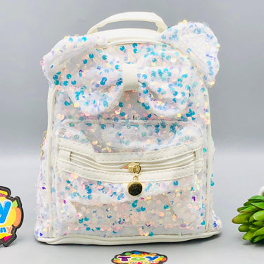 7.5* Inches Girls Fancy Kitty Backpack - White